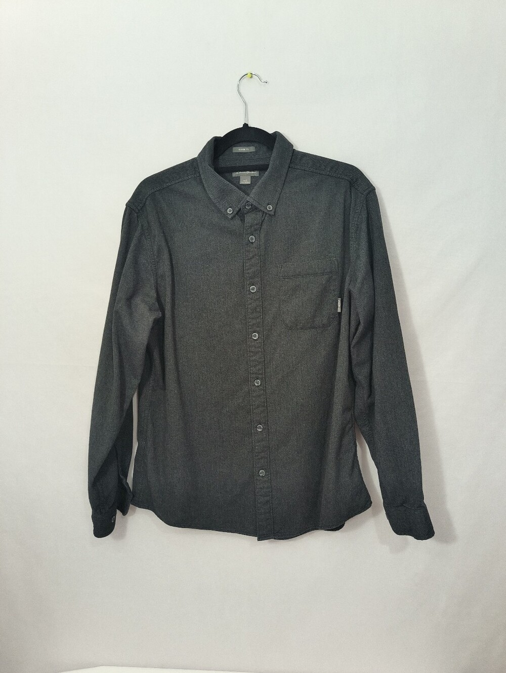 Eddie Bauer Dark Gray Classic Full Button Down Flannel Shirt